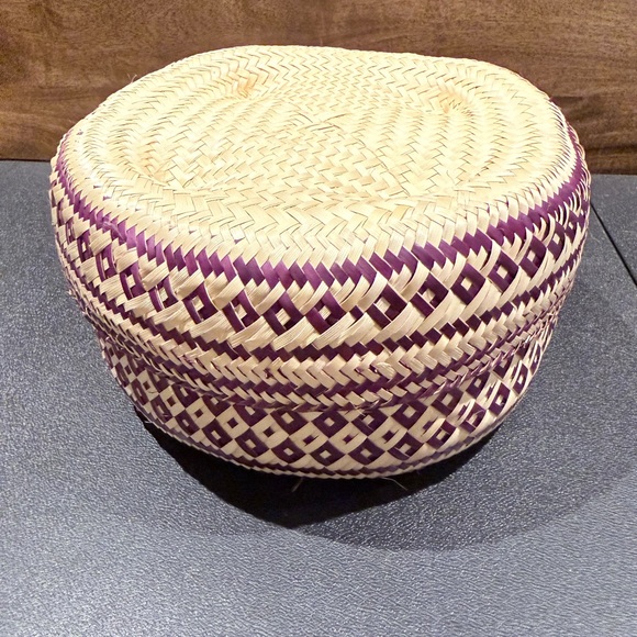 Other - Mexican Handwoven Basket purple tortilla warmer storage bin decor